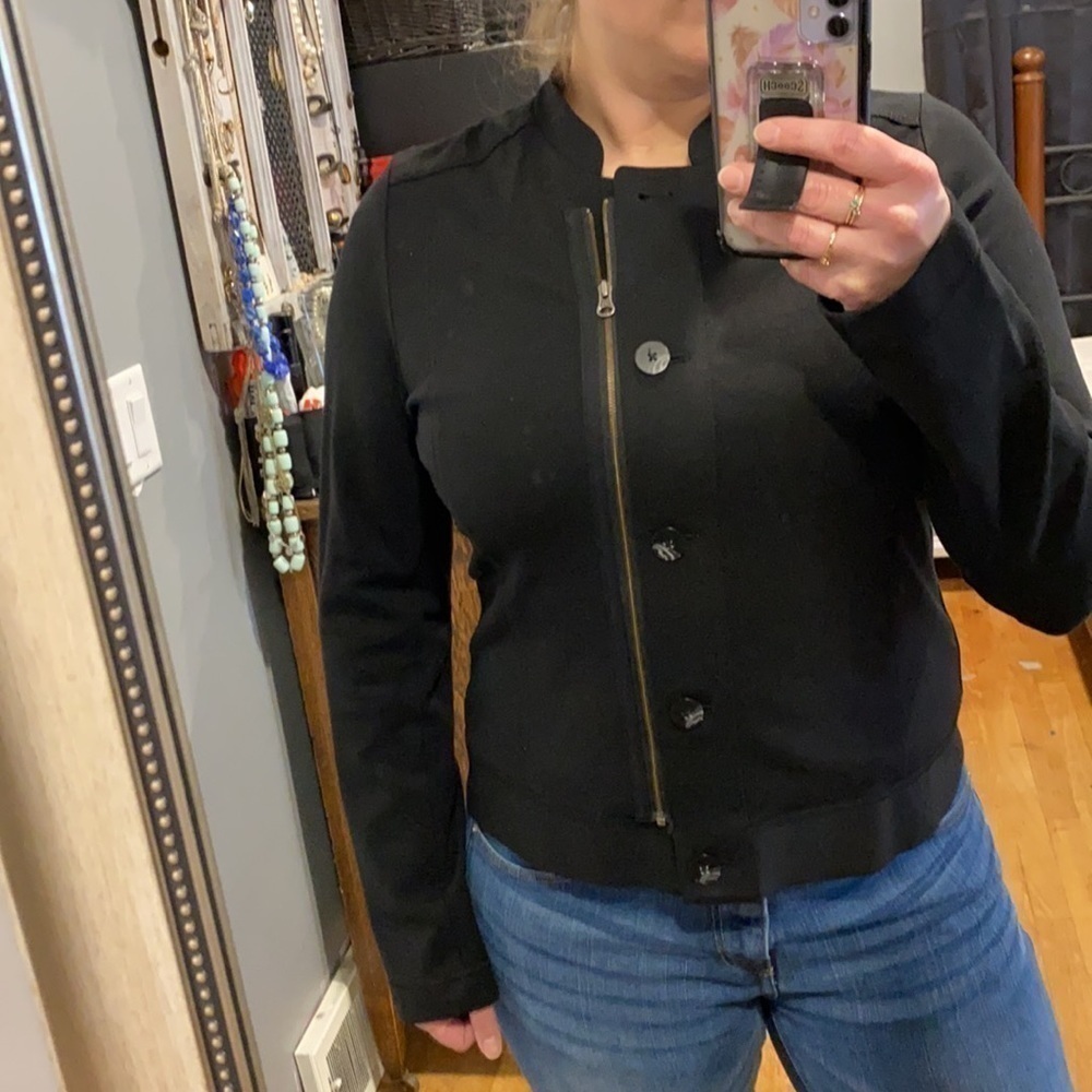 J Jill Sleek Moto Jacket Stretch Ponte EUC